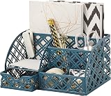 EXERZ Desk Organiser Mesh Desk Tidy Caddy 7 Compartments Aegean Blue