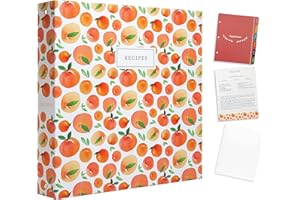 Jot & Mark 3 Ring Recipe Binder 8.5" x 11.5" | Full-Page with Clear Protective Sleeves and Color Printing Paper for Family Recipes (8.5" x 11.5" Recipe Binder, Peach Dream)