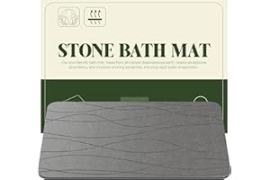 UBTKEY Stone Bath Mat for Bathroom, Diatomite Stone Bath Shower Mat, Stone Dish Drying Mat for Kitchen Counter, Non Slip Quick Drying Diatomaceous Earth Bathmat, 23" x 15", Dark Grey (Wave Style)