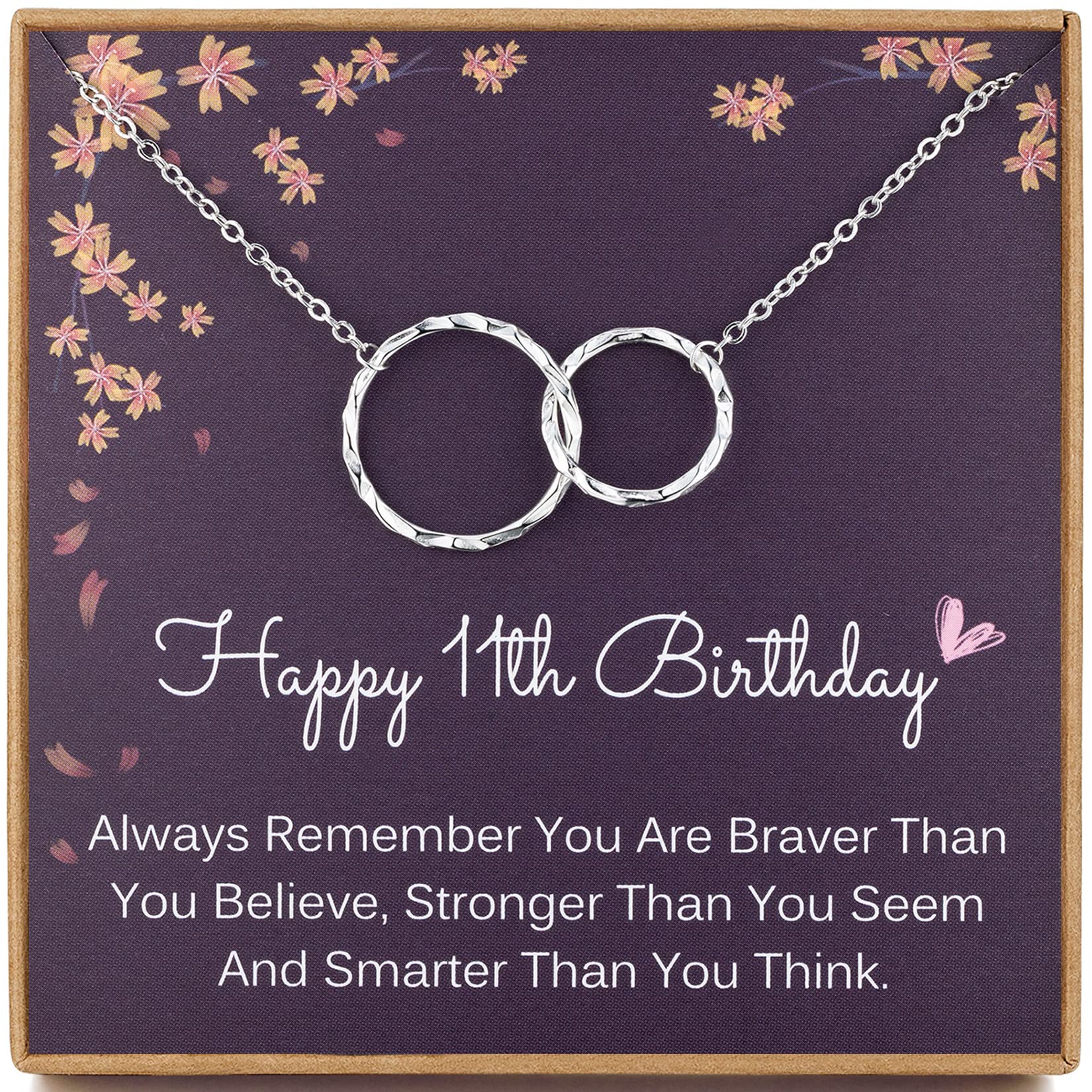 MADAOGO 11th Birthday Gifts for Girls, 925 Sterling Silver Interlocking Circles Necklace, 11 Year Old Girl Gifts