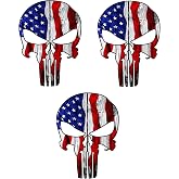 3 PCS USA Skull Hard Hat Stickers 2 Inch – American Flag Skull Decals for Toolbox, Helmet, Car Bumper, Laptop – Patriotic Skeleton Head Stickers and Decals