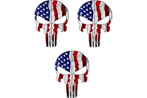 LINNI'S VINYL BANNERS Three (3) USA Skull, Hard Hat Sticker, 2 in - USA American Union Decal
