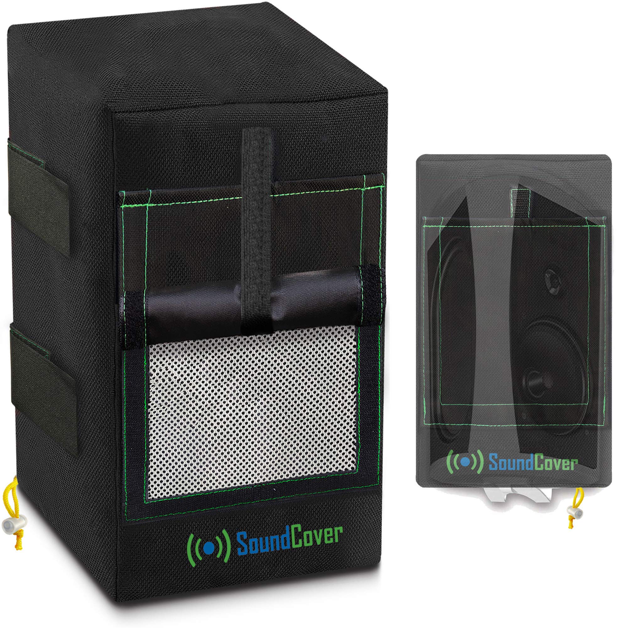 Photo 1 of Two Black Waterproof 600D Outdoor Speaker Covers for C-Bracket Mounted Speakers – Fits Klipsch AW-650, Polk Atrium 8 SDI, Definitive Technology AW 6500 (Max Dimensions: H 15" x W 9.45" x D 11")