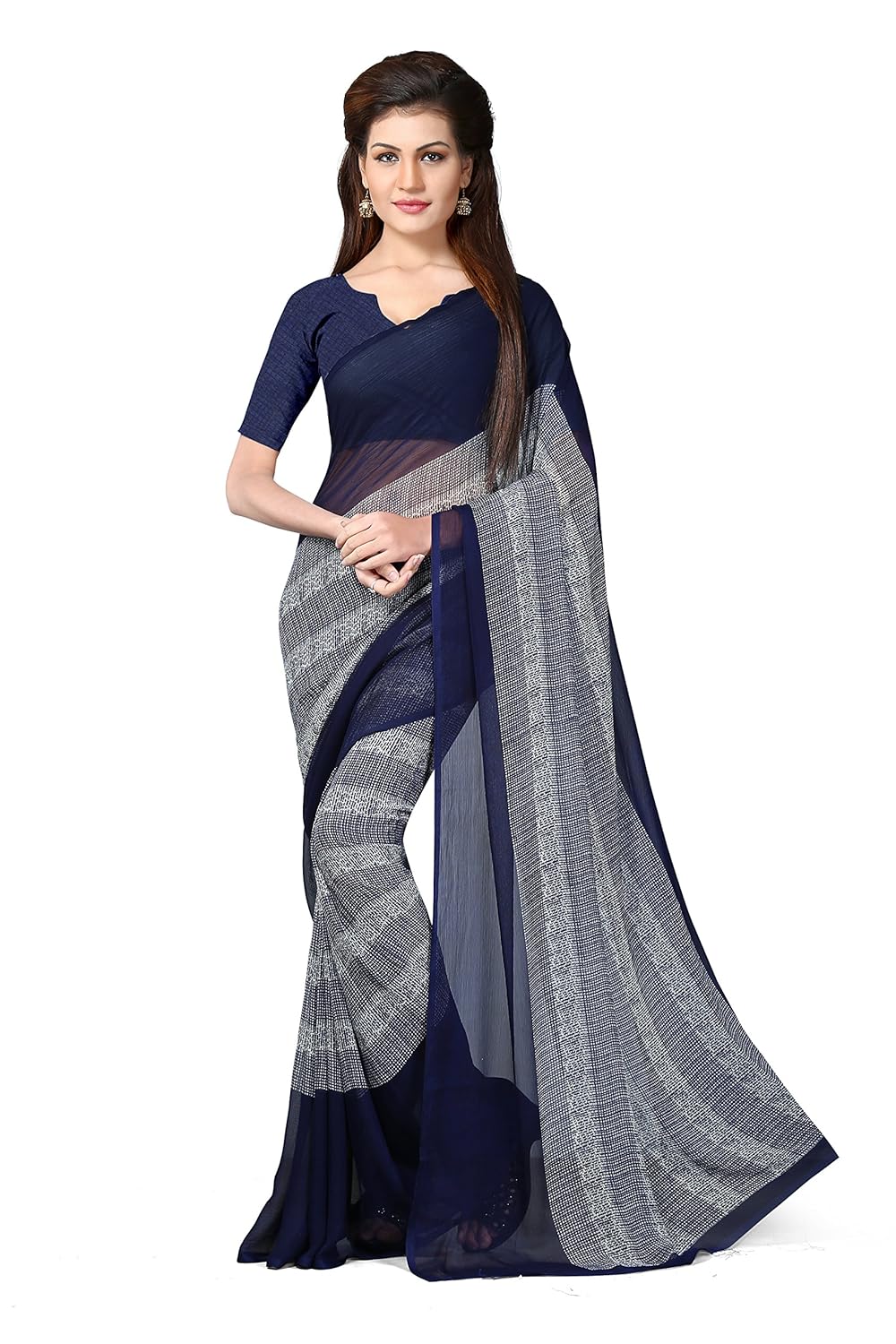 oomph! women's chiffon saree with blouse piece