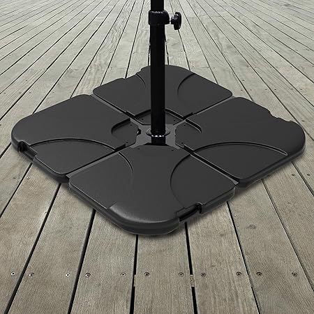 Amazon Com Pure Garden 50 Lg1177 Stand 220 Lb Capacity 4 Piece Fillable Weighted Cantilever And Offset Umbrella Base With Handle For Deck Patio And Yard Garden Outdoor
