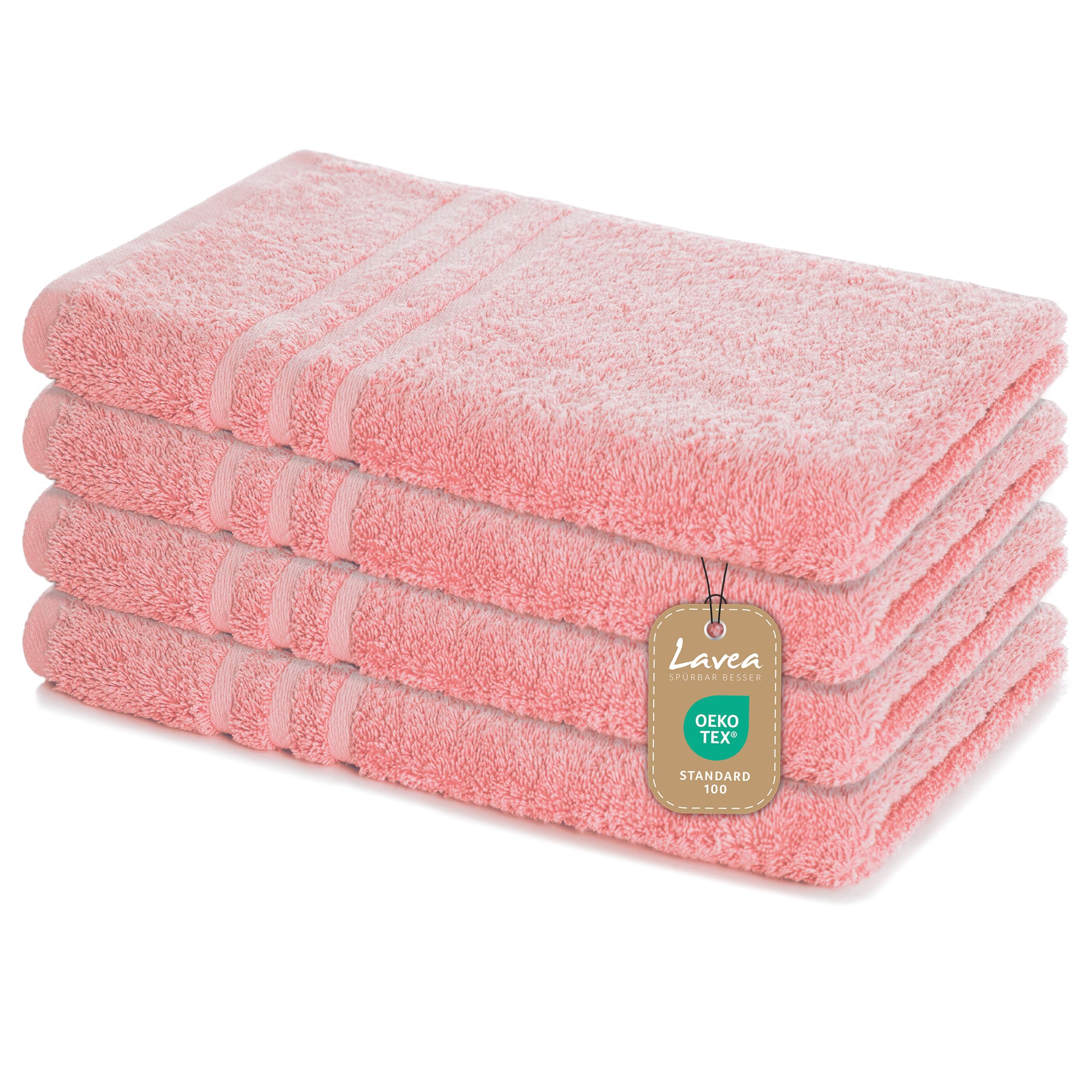 Lavea Set of 4 hand towels, 50 x 100 cm, Elena Frottiererie, 100% cotton, terry bath towel, absorbent and soft, sports towel, washable at 60°C, tumble dryer-safe, hand towel set, terry cloth, pastel