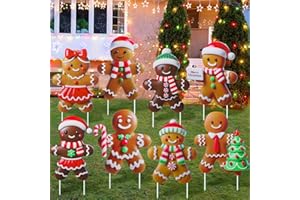 Memorywuu 8 Pcs Christmas Gingerbread Man Yard Signs with Stakes Outdoor 3D Gingerbread House Decoration Xmas Yard Stakes Lawn Signs for Christmas Holiday Pathway Garden Patio Party Favors(Classic)
