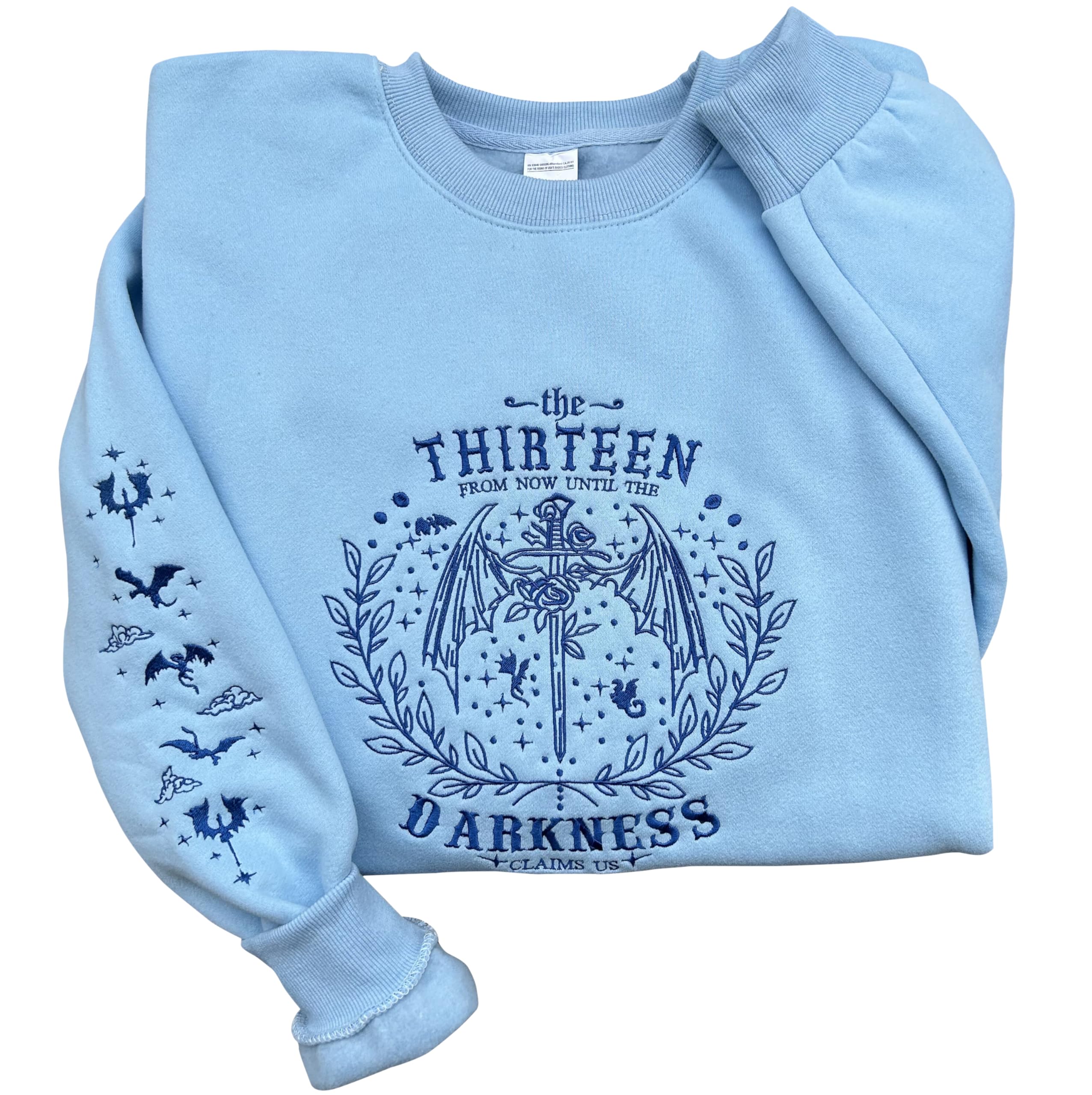 Photo 1 of THEKOFS Embroidered Book Lovers Sweatshirt, The Thirteen From Now Sweatshirts, Tog merch, Sjm merch, Bookish Sweatshirts (US, Alpha, X-Large, Regular, Regular, Light Blue)