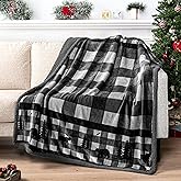 PAVILIA Winter Cabin Sherpa Throw Blanket, Soft Fleece Cozy Grey Christmas Reversible Blanket 50"x60", Warm Plush Rustic Plaid Throw for Couch, Bed, for Family, Friends