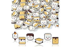 CJiangpo 60Pcs Marshmallow Mini Erasers for Kids Bulk Cute Cartoon Pencil Rubber Eraser Campfire Camping Themed Party Favors Filler Kids School Classroom Prizes Gifts