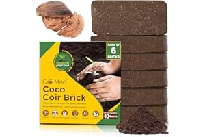 Gro-Med Coco Coir Brick 6s Pack – 1.4 lb Each,Expands to 60 Quarts, Enriched with NPK, Organic Potting Soil Mix for Plants, Seed Starting,Herbs,Flowers and Ideal Reptile Bedding for Snakes & Terrarium