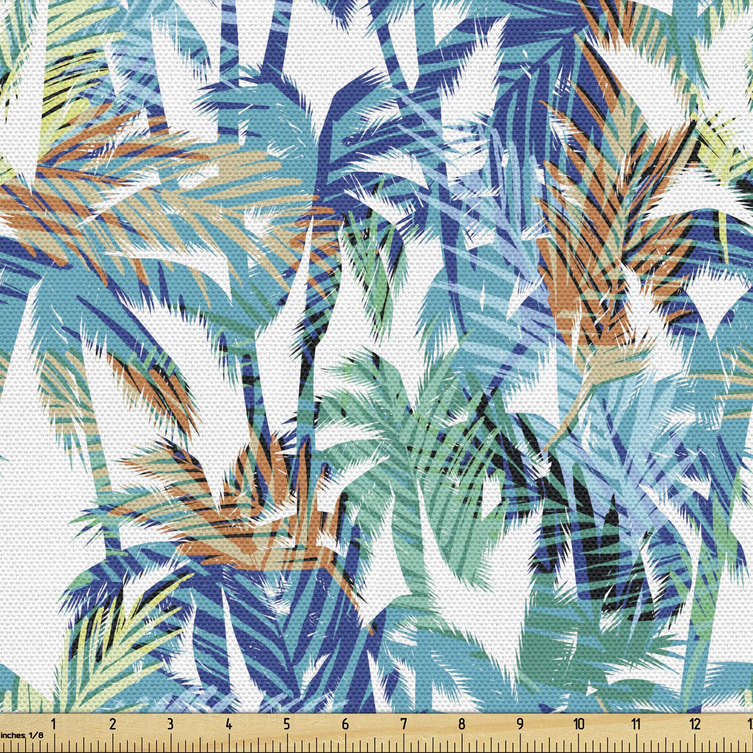 Ambesonne Palm Leaf Fabric by The Yard, Tropical