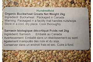 Canada Grown Certified Organic Buckwheat Groats 2Kg by Hundredfold - Non-GMO, Whole Grain, Food Grade, Prebiotic Super Food, 