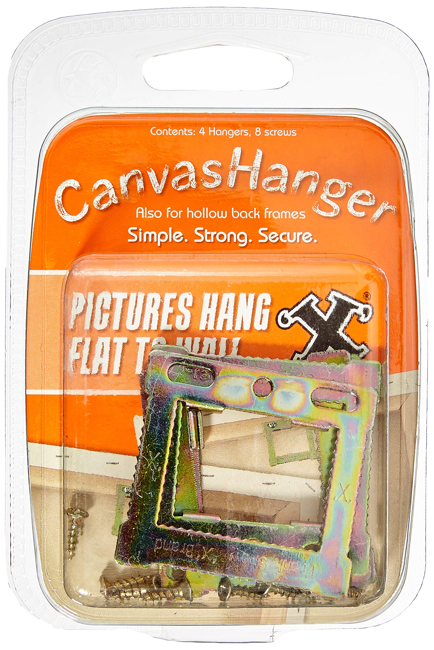 X Canvas Hangers Silver color 4 Pack Blister - 13012