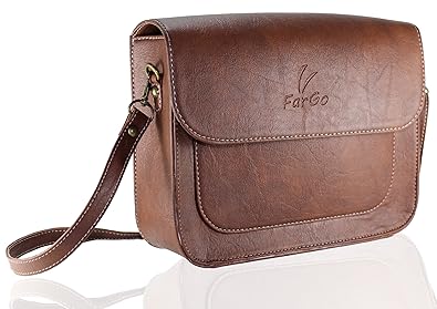 Fargo Vintage PU Leather Womens & Girls Cross Body Side Sling Bag (Brown_FGO-016)