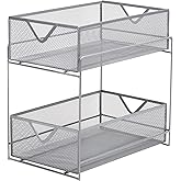 Mind Reader Accessory Organizer, Supply Storage, Makeup, Office, Kitchen, Metal Mesh, 8.25"L x 12.5"W x 12.5"H, Silver