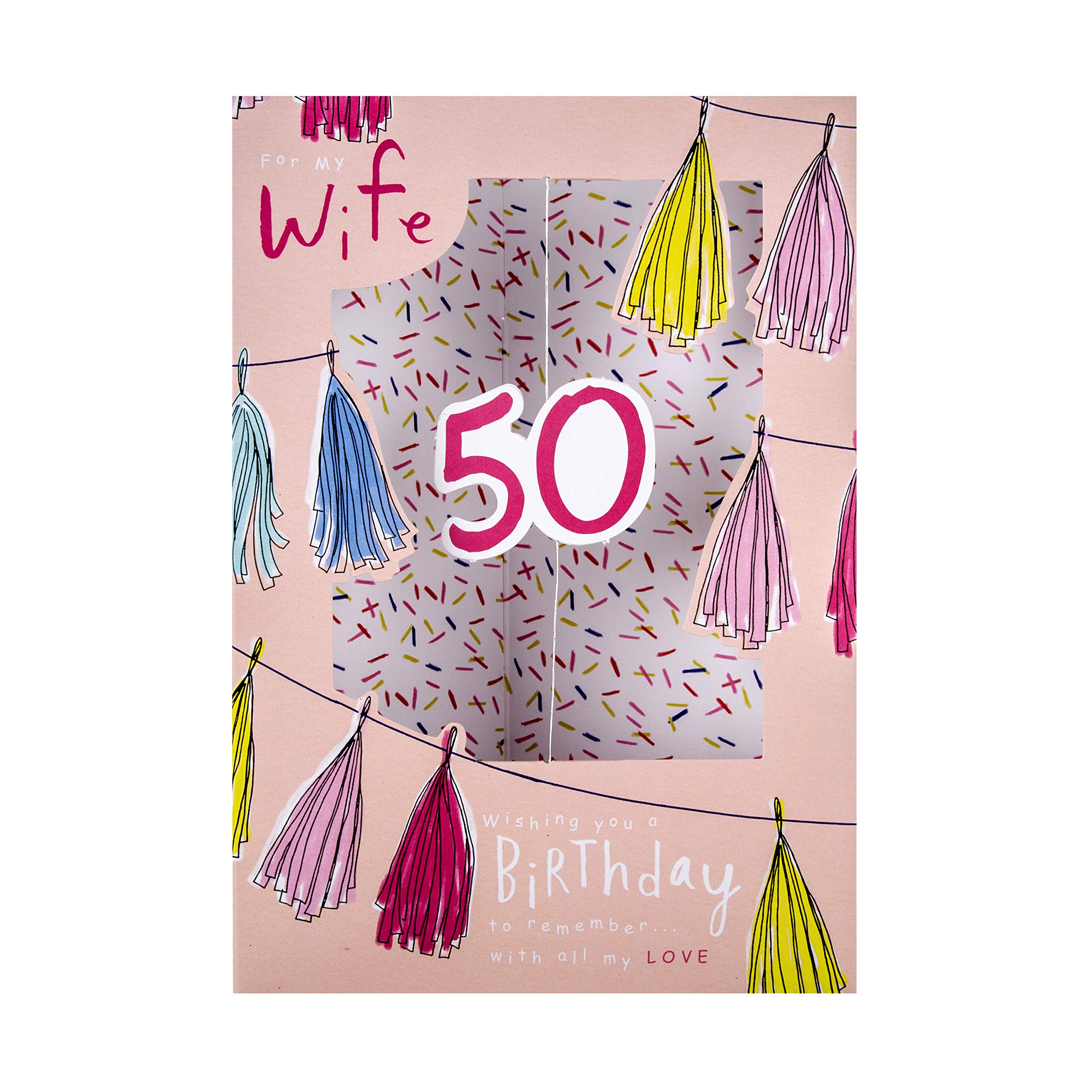 Hallmark 50th Birthday Card for Wife - Die-cut 3D Design
