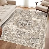 Washable 4x6 Area Rugs - Living Room Area Rug Stain Resistant Carpet Vintage Lightweight Ultra-Thin Rugs for Bedroom Kitchen entryway with Non Slip Backing Home Decor Small Mat 4X6 Beige