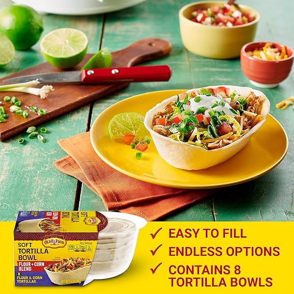 OLD EL PASO SOFT FLOUR & CORN BLEND TORTILLA BOWLS, 8 CT., 7.2 OZ.