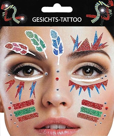 Gesichtstattoo Indianer Tattoo Karneval Junggesellenabschied Kindergeburtstag