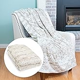 Outrageously Soft Throw Blanket - Ultra Plush Minky Faux Fur Blanket - Oversized 60 x 80 Inches - Tan