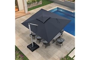 PURPLE LEAF 9' X 12' Patio Umbrella Outdoor Rectangle Umbrella Large Cantilever Umbrella Windproof Offset Umbrella Heavy Duty Sun Umbrella for Garden Deck Pool Patio, Grey