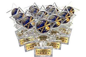 Express Medals 6.5 Inch Clear Acrylic Star Baseball Champion Trophy Awards (Pack of 12)
