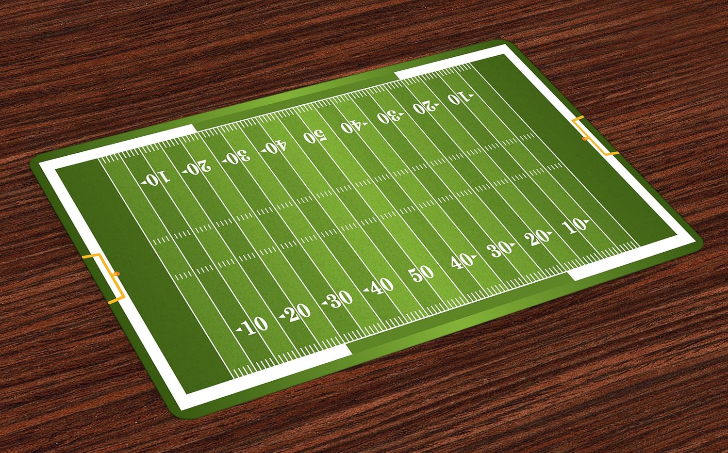 Lunarable Football Place Mats Set of 4, Sports Field in Green Gridiron Yard Competitive Games College Teamwork Superbowl, Washable Fabric Placemats for Dining Room Kitchen Table Decor, Green White