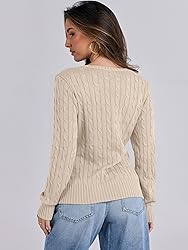 ANRABESS Womens Long Sleeve Cable Knit Sweater 2025