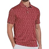 ZITY Mens Print Polo Shirts Short Sleeve Moisture Wicking Shirts for Men Golf Tennis Daily Casual Collared T-Shirt