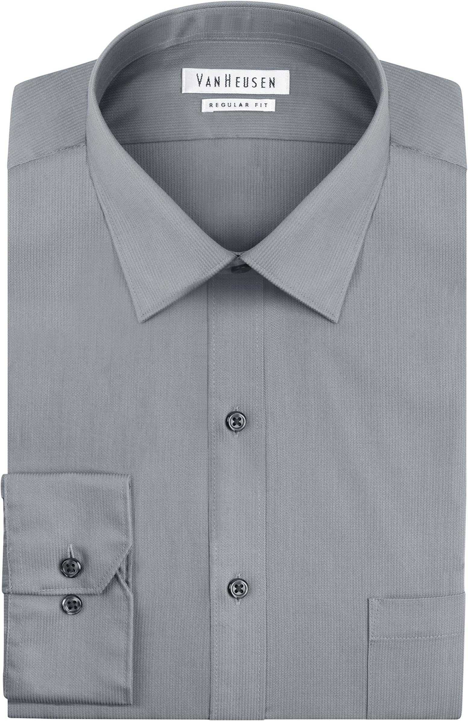 Van Heusen Mens Dress Shirts Regular Fit Solid Pincord Spread Collar