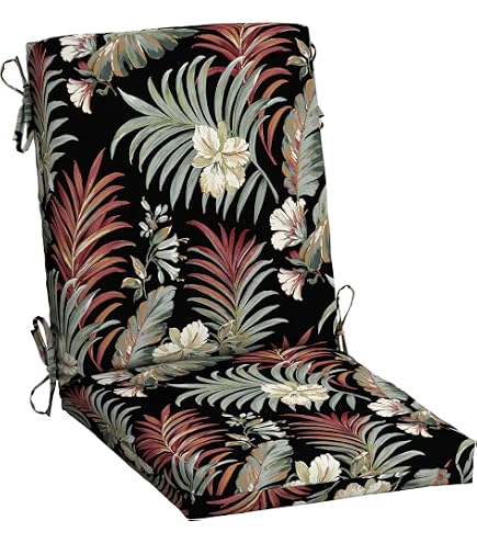 Arden Selections Bankkissen Outdoor – Wasserabweisend, Getuftet, 122x46 Cm, Mit Bändern, Schwarz Tropisch