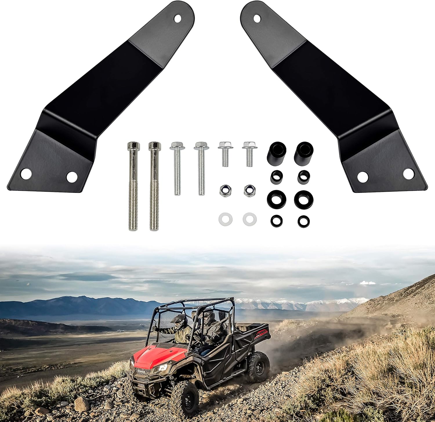 UTV Upper Roof 54 inch LED Light Bar Brackets, SAUTVS Black