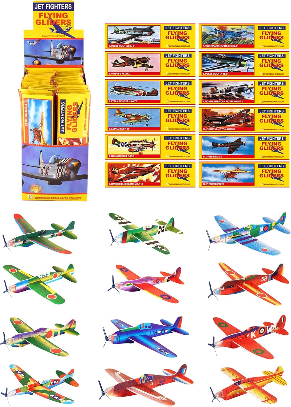 HENBRANDT 12 Assorted WWII Flying Plane Gliders Polystyrene 20cm Pack