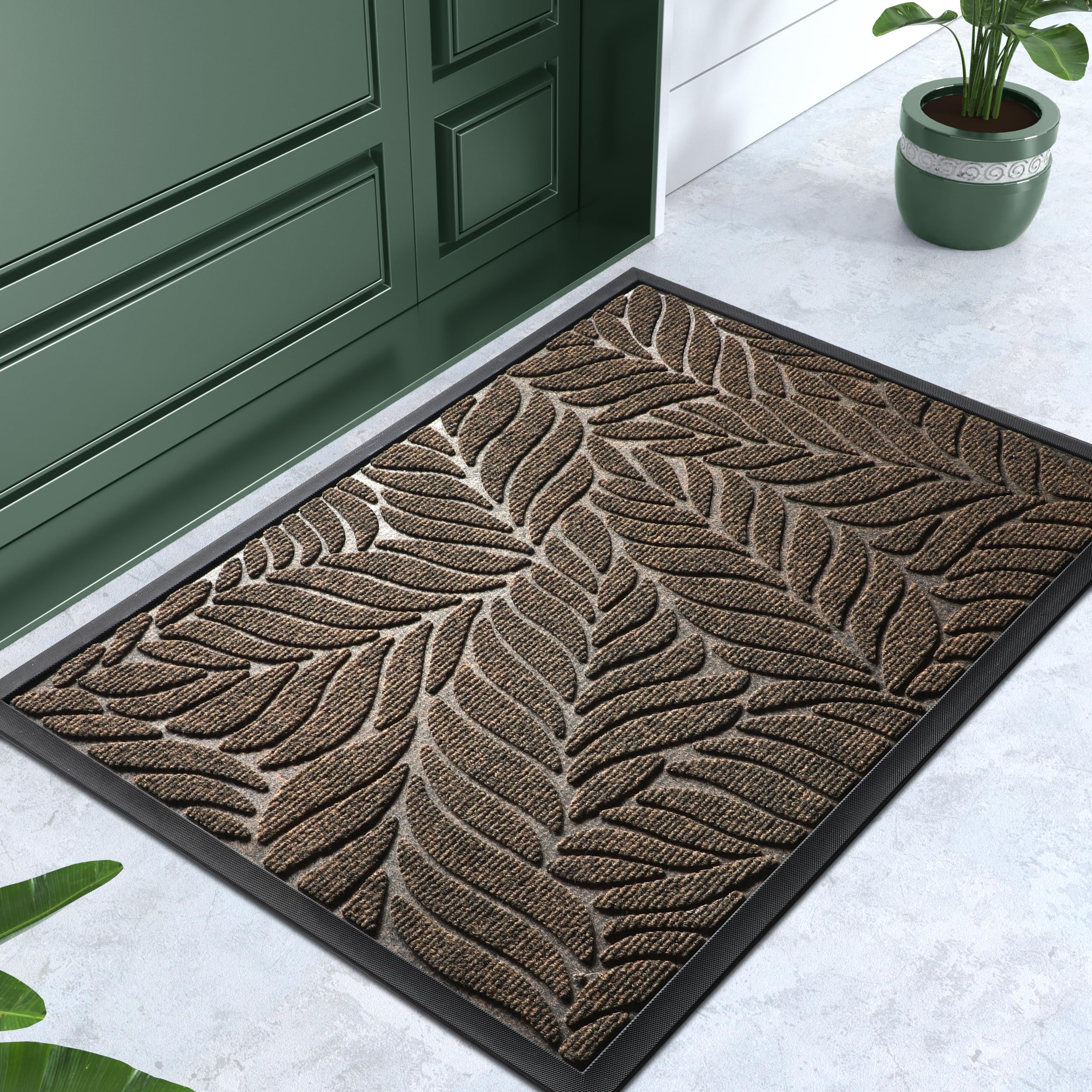 Photo 1 of Yimobra Front Door Mat Outdoor Indoor, 29.5x17 All-Season Waterproof Door Mat Outside Entrance, All-Weather Non-Slip Outside Doormat for Garage Patio Entryway, Brown