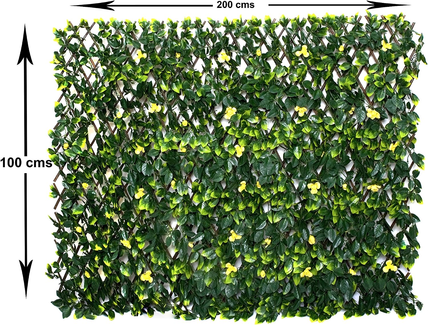 GreenBrokers Trellis Artificial Expanding Willow Fence with Green Leaf Foliage and Yellow Flowers (1m x 2m) -UV Stable, A1261-01 - Image 3