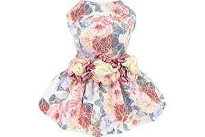 Fitwarm Fancy Flower Lace Dog Dress, Dog Clothes for Small Dogs Girl, Pet Cat Apparel, Rose Red, XXS