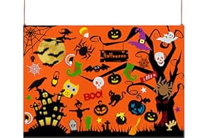 Fayoo Halloween Felt Crafts for Kids, Halloween Felt Board for Toddlers Classroom Craft Project Toy Scary Tree Display Home Holiday Decoration (Orange)