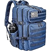 LHI Military Tactical Backpack for Men and Women 45L Army 3 Days Assault Pack Bag Large Rucksack with Molle System - Blue
