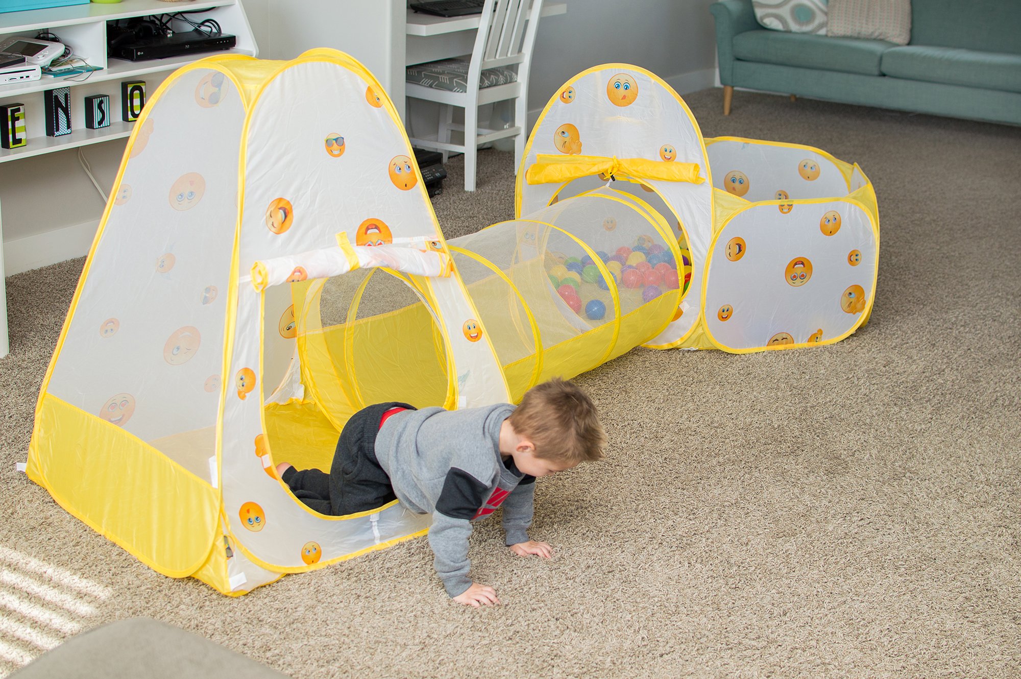Play Tunnel Playz 5-Piece Kids Pop Up Play Tent Crawl Tunnel And