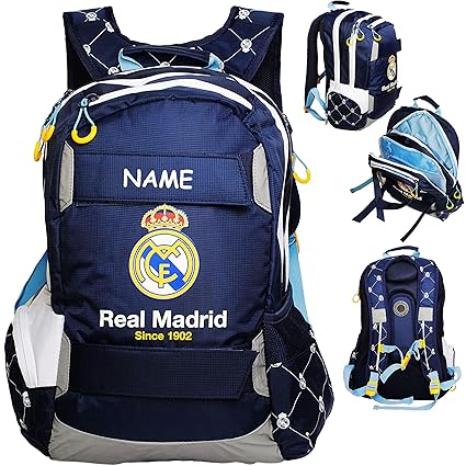 Rucksack / Laptoprucksack / Schulranzen - Fussball - Real Madrid - Club de Futbol / FCM - inkl. Name - 15 - 17 Zoll - Brustgu