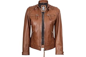 Decrum Leather Jacket For Women - Real Lambskin Cafe Racer Womens Leather Jackets