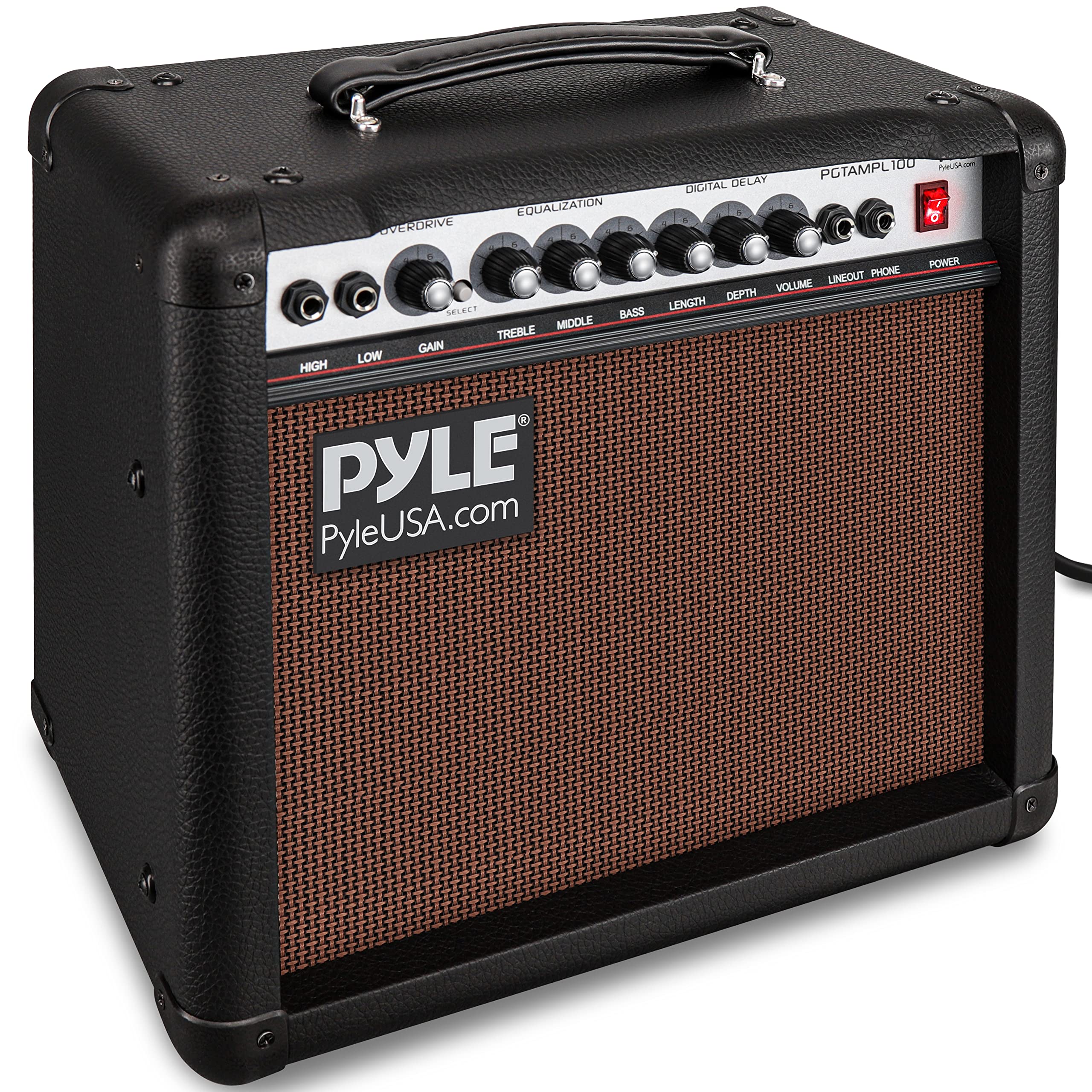 Photo 1 of PyleUsa Portable Electric Guitar Amplifier, 30 Watt Power, 8 Inch High-Definition Speaker, Bass, Dual Inputs, Overdrive, Digital Delay, Amp Control Volume, EQ for Beginner and Advance Practice