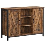 VASAGLE Buffet Table Sideboard with Barn Doors Industrial Rustic Brown Black view 1