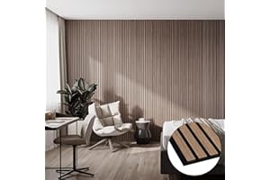 WVH Bark & Bole Walnut Luxury Wood Slat Veneer Wall Panel 94.49” x 12.6” Interior Decor Sound Absorption