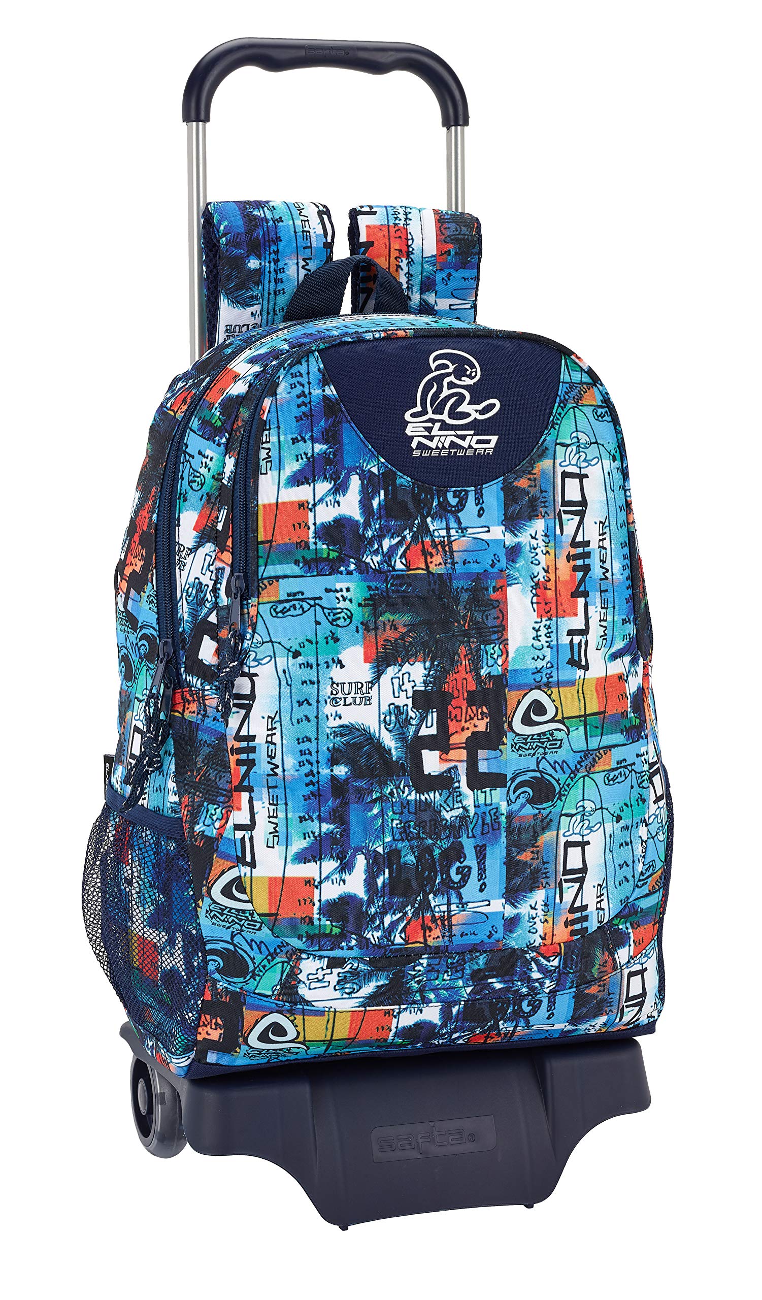 El Niño"Surf Club" Official School Backpack with Trolley 330 x 150 x 430 mm, Multicoloured