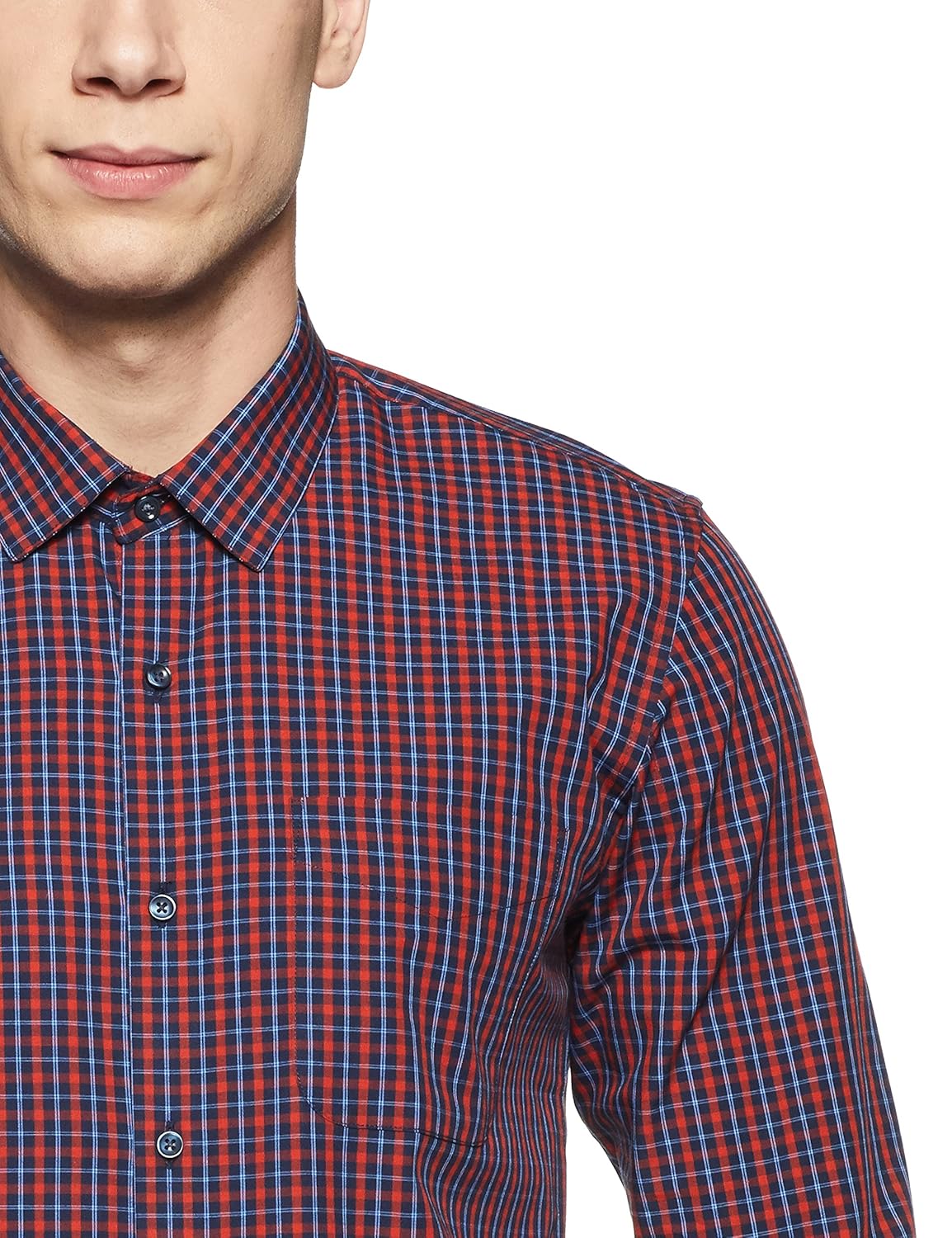 peter england men's checkered slim fit formal shirt