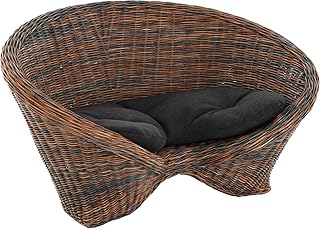 korb.outlet Lotus-Stuhl Meditationssessel aus echtem Rattan/Yoga Sitz zur Meditation Sessel (Schwarz Braun mit Kissen)