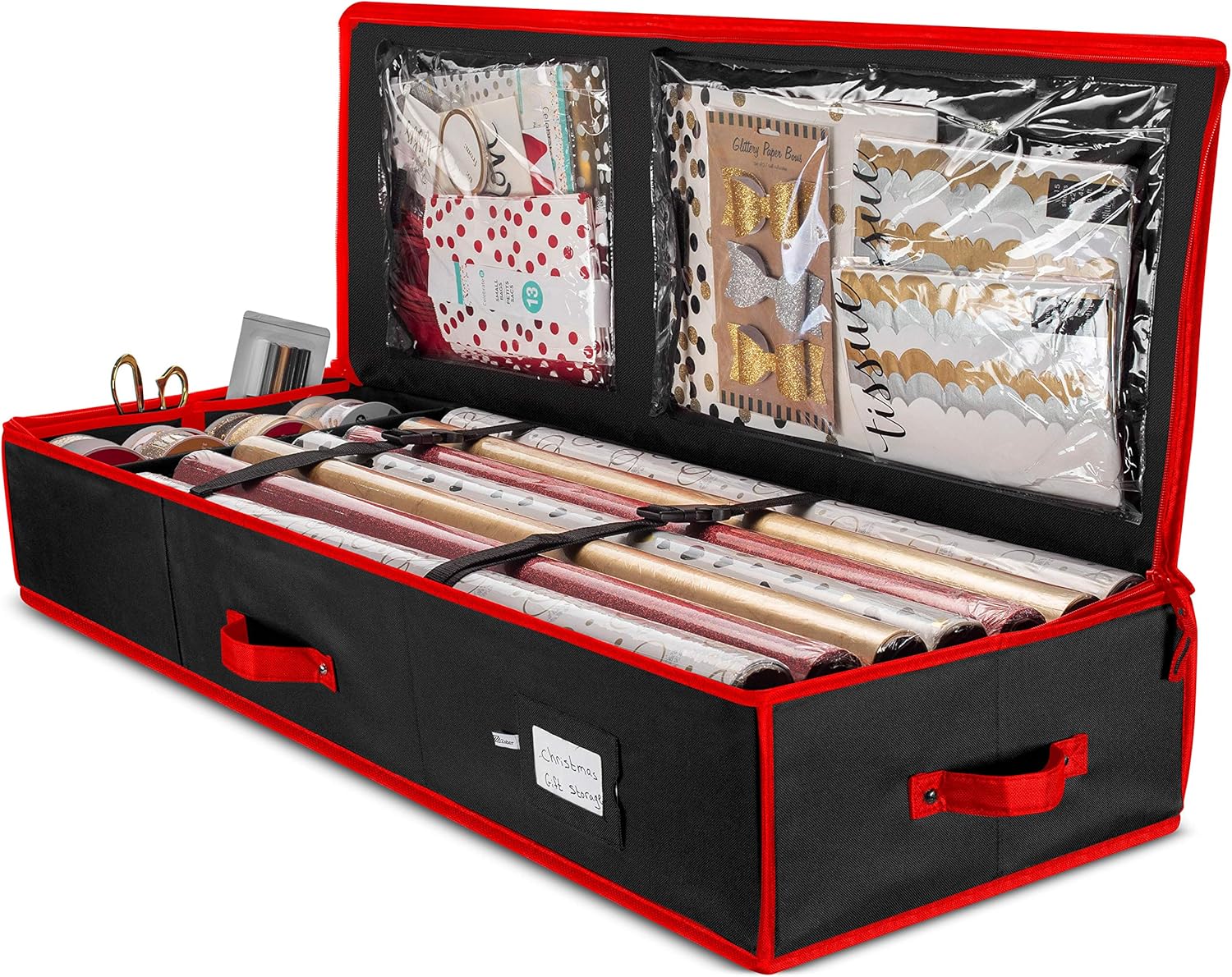 Premium Wrapping Paper Storage Bag with Interior Pockets Fits 24