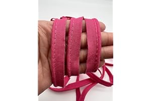 PEPPERLONELY 5 Yards 12mm (1/2 Inch) Cotton Bias Piping Type, Bias Type with Cord, Piping Trim with Cord, Lip Cord Trim for Sewing Clothing Upholstery Trimming - Hot Pink